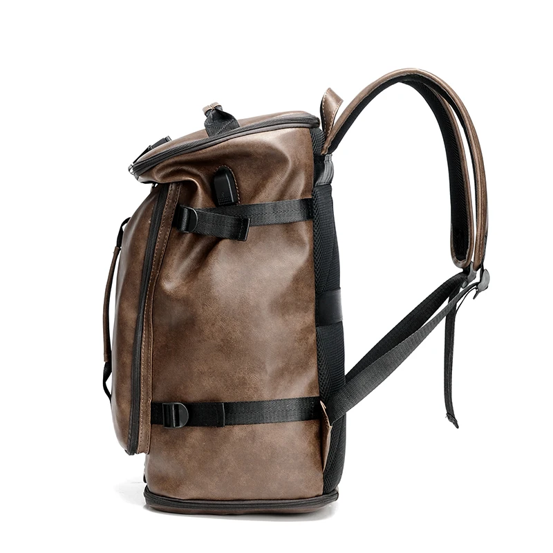 Solid color large capacity PU leather password lock design backpack travel bag mochilas de hombre backpack for man backpack man