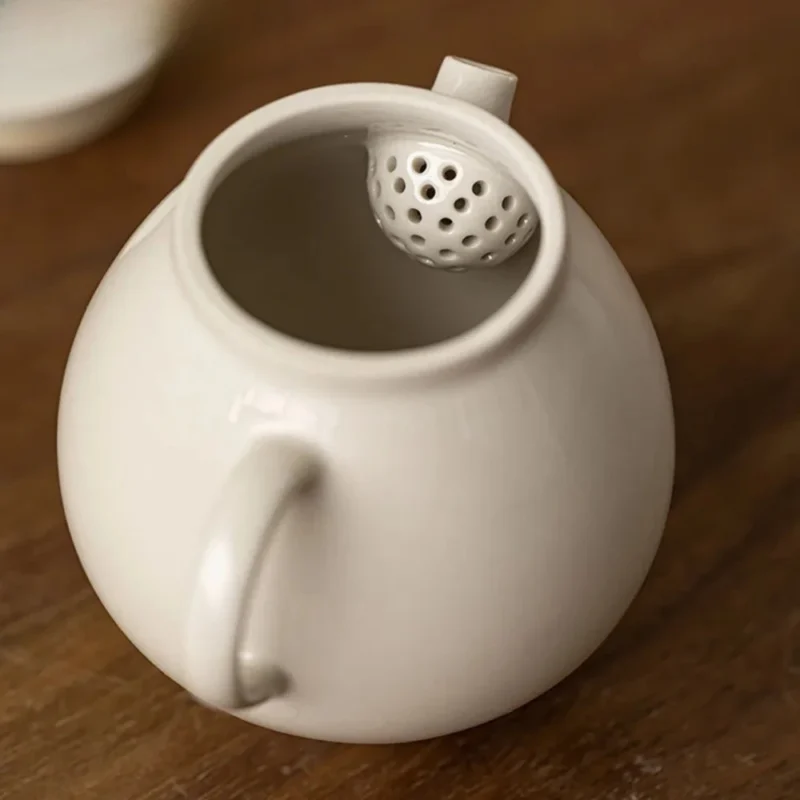 120ml Chinese Handmade Grass Wood Gray Ceramic Teapot Creative Pot Tea Brewing Kettle Kung Fu Tea Tea Services Decoration Gifts
