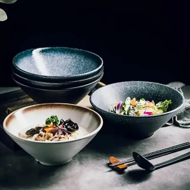 Ceramic Ramen Bowl Retro Ceramic Bowl Soup Bowl Salad Bowls Dessert Bowls Sashimi Bowls Underglaze Color Restaurant Tableware
