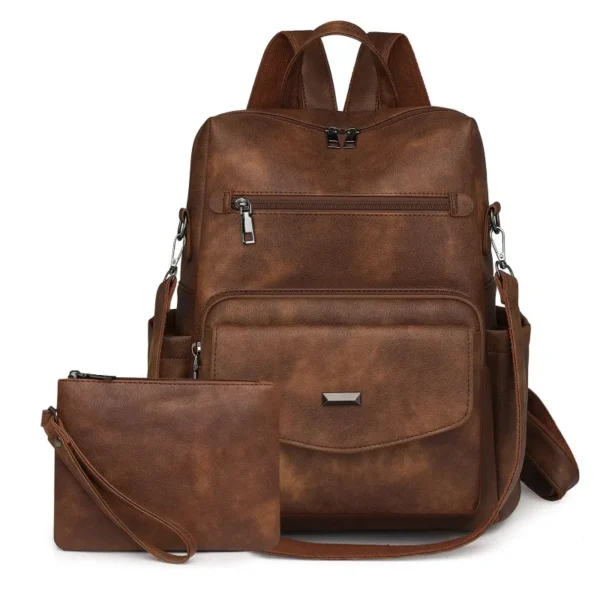 2025 New Autumn and Winter Women's PU Leather Designer Casual Fashion Business Retro Travel College Backpack Wallet Shoulder Bag