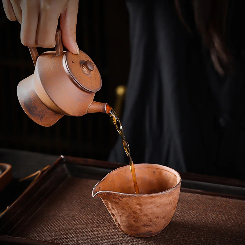 Retro Japanese Style Pot Teapot Kung Fu Coarse pottery Tea Making Device Tea Infuser Tea Kettle Chinese Small Teapot