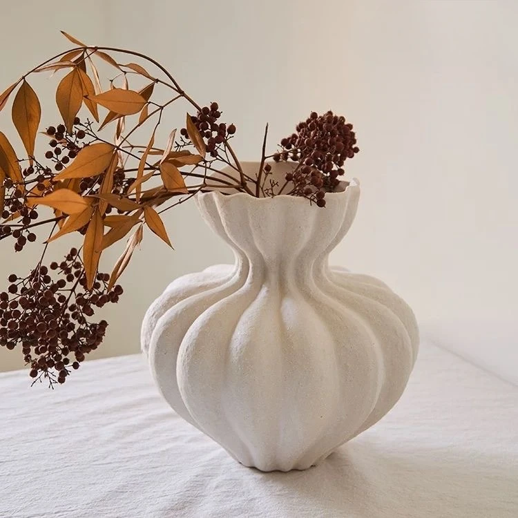 Modern Vase Textured Vase, Boho Ceramic Vase for Modern Farmhouse Home Decor, Pottery Vases