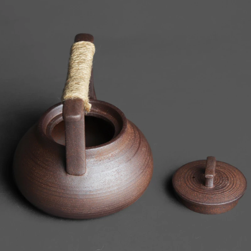 Japanese Style Teapot Handmade Retro Coarse Pottery Stoneware Kungfu Tea Ceremony Portable Tea Maker Ceramic Teapot Teaset