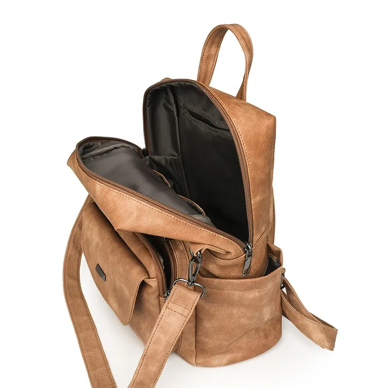 2025 New Autumn and Winter Women's PU Leather Designer Casual Fashion Business Retro Travel College Backpack Wallet Shoulder Bag