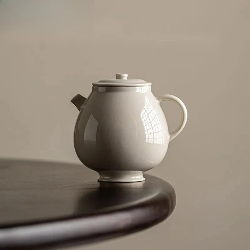 120ml Chinese Handmade Grass Wood Gray Ceramic Teapot Creative Pot Tea Brewing Kettle Kung Fu Tea Tea Services Decoration Gifts