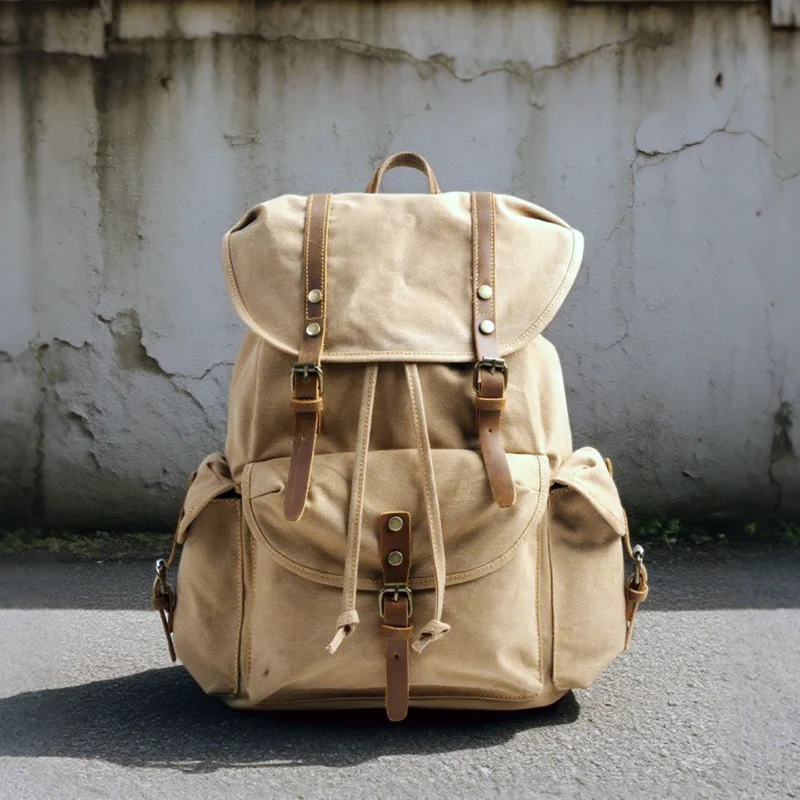 Vintage Canvas Men's Backpack Outdoor Sports Riding Backpack Casual Large Capacity Travel Hiking rucksack