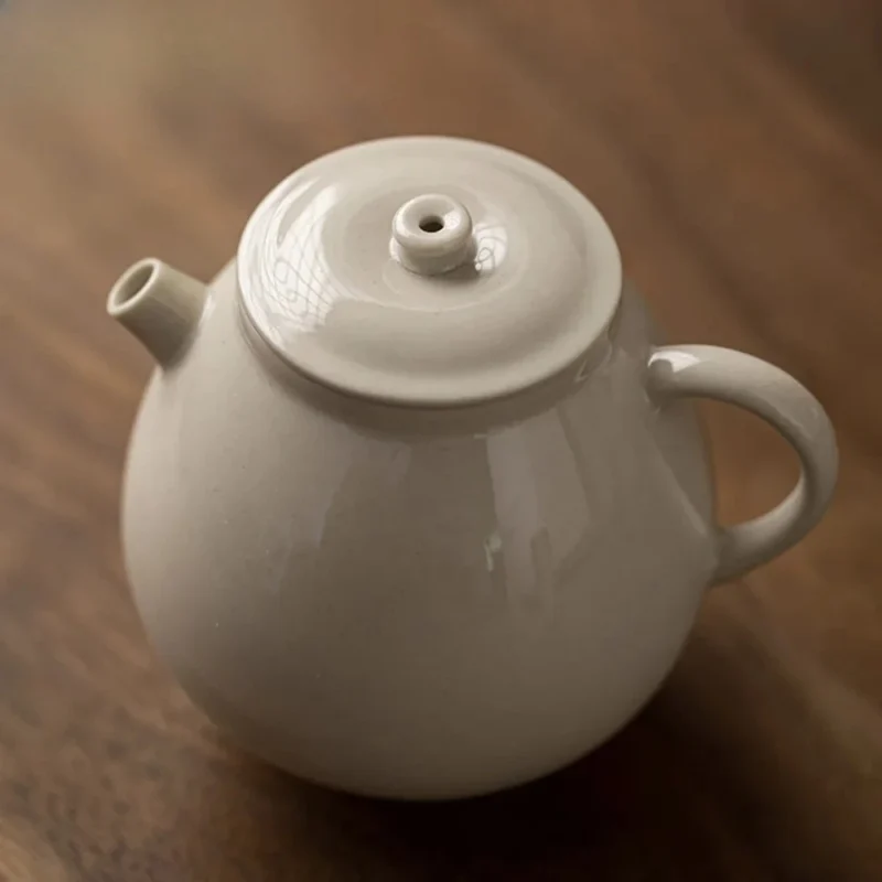 120ml Chinese Handmade Grass Wood Gray Ceramic Teapot Creative Pot Tea Brewing Kettle Kung Fu Tea Tea Services Decoration Gifts
