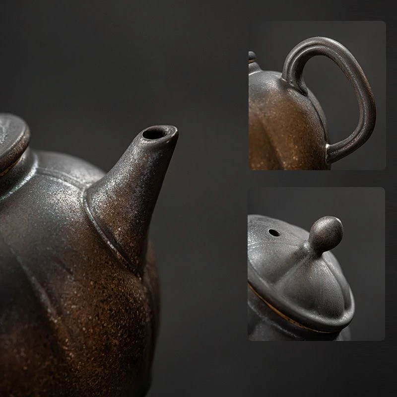 Japanese teapot single pot household retro kung fu tea set single filter ceramic tea maker gilt teapot set