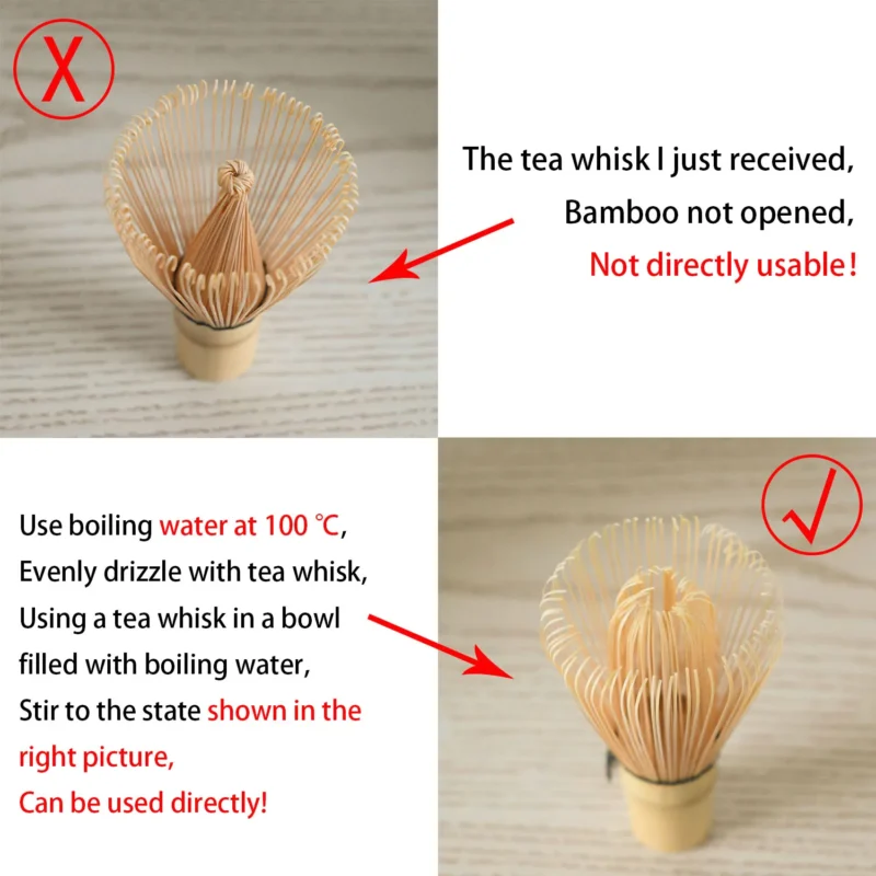 4pcs/set Matcha Set Bamboo Whisk Tea spoon Ceramic fittings Matcha Whisk (Chasen) Tea Spoon And Scoop (Chashaku) Tea-making Tool