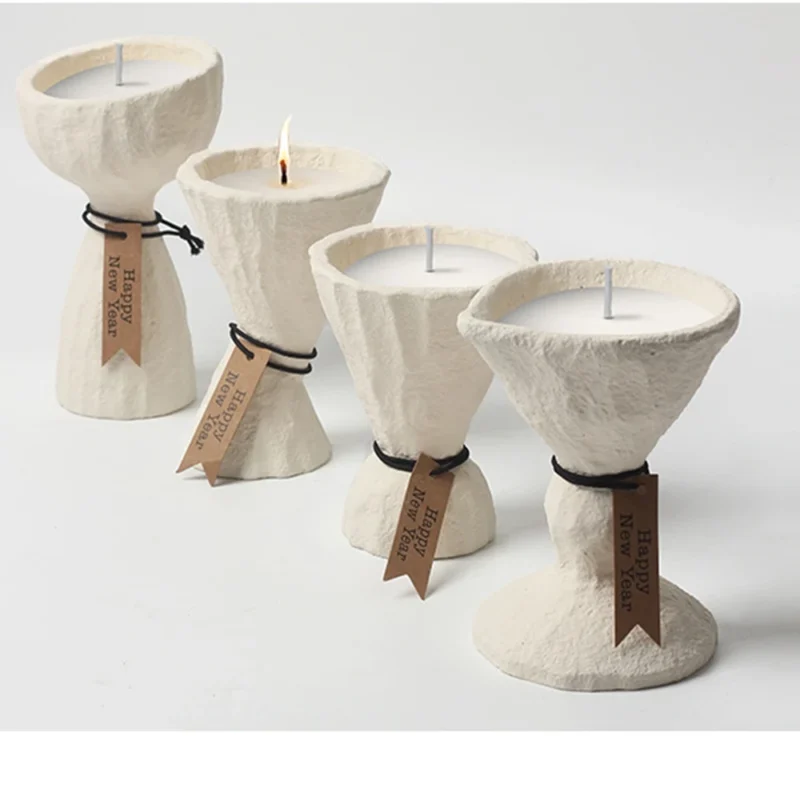 ABHI Art Stand Gypsum Tealight Candle Holder Amosphere for Wedding Party Table Decor Candlestick (Candle NOT Include)