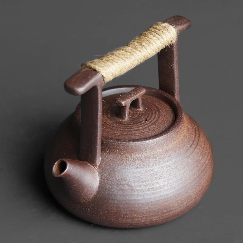 Japanese Style Teapot Handmade Retro Coarse Pottery Stoneware Kungfu Tea Ceremony Portable Tea Maker Ceramic Teapot Teaset