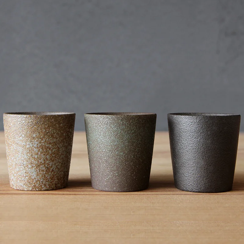 1PC Coarse Pottery Kiln Transformed Into Tea Cups Imitation Wood Fired Pottery Japanese Style Mug Tea Set Accessories