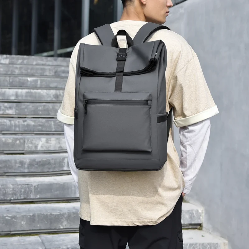 A 15.6-Inch Men's And Women's Large Capacity Simple Fashion Wear-Resistant Anti-Scratch Fabric Multi-Functional Casual Backpack