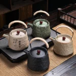Retro Japanese Kungfu teapot ceramic tea set coarse ceramic beam teapot single pot convenient teapot wholesale