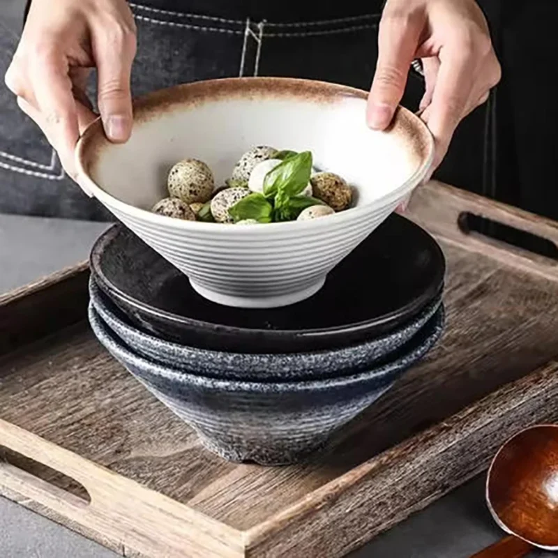 Ceramic Ramen Bowl Retro Ceramic Bowl Soup Bowl Salad Bowls Dessert Bowls Sashimi Bowls Underglaze Color Restaurant Tableware
