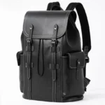 Black Genuine Leather Vintage-Style Backpack Schoolbag Large 15.6 Inch Laptop Travel Backpack