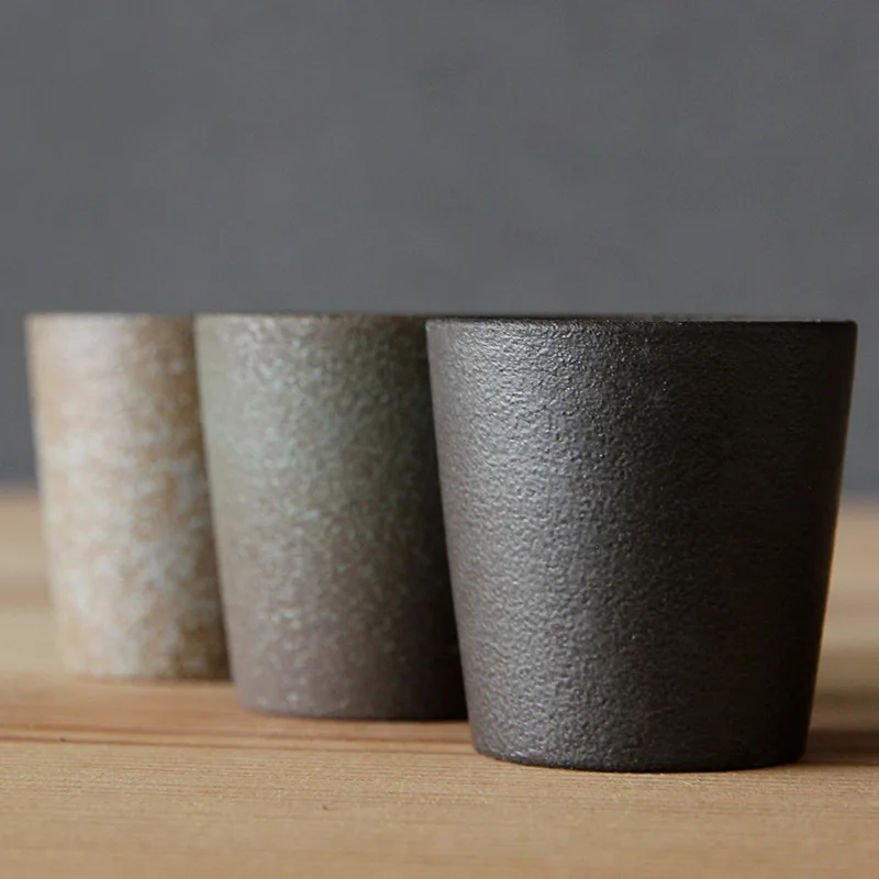 1PC Coarse Pottery Kiln Transformed Into Tea Cups Imitation Wood Fired Pottery Japanese Style Mug Tea Set Accessories